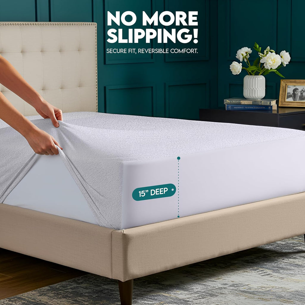 Utopia Bedding Waterproof Mattress Protector - Soft & Breathable Twin Size Terry Cover | Dual-Sided Design