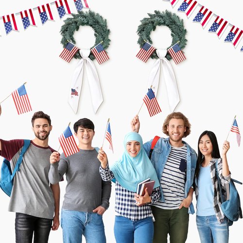 Hahafelt Patriotic Wreath Sashes - USA Flag Design for July 4th | 56" x 4.5" Home Decor