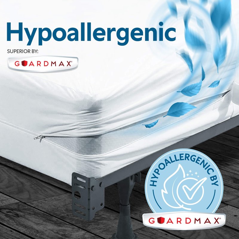 Guardmax Premium Box Spring Cover - California King Size Waterproof and Bed Bug Proof Zippered Box Spring Encasement - 6 Side Absorbent Boxspring Protects Against Bed Bugs, Dust Mites, and Stains.