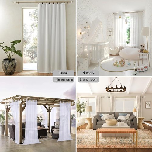 Byondeth Adjustable Curtain Rods - 16 to 48 Inches, 1 Inch Diameter with Wood Grain Leaf Finials