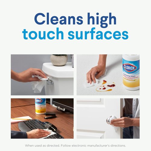 Clorox Disinfecting Wipes - Fresh Lemon Scent | 525 Count for Effective Cleaning