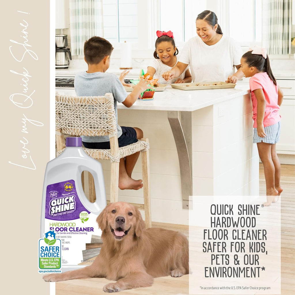Quick Shine Hardwood Floor Cleaner 64oz - Streak-Free, No Rinse Formula | Ideal for Spray & Vac Mops