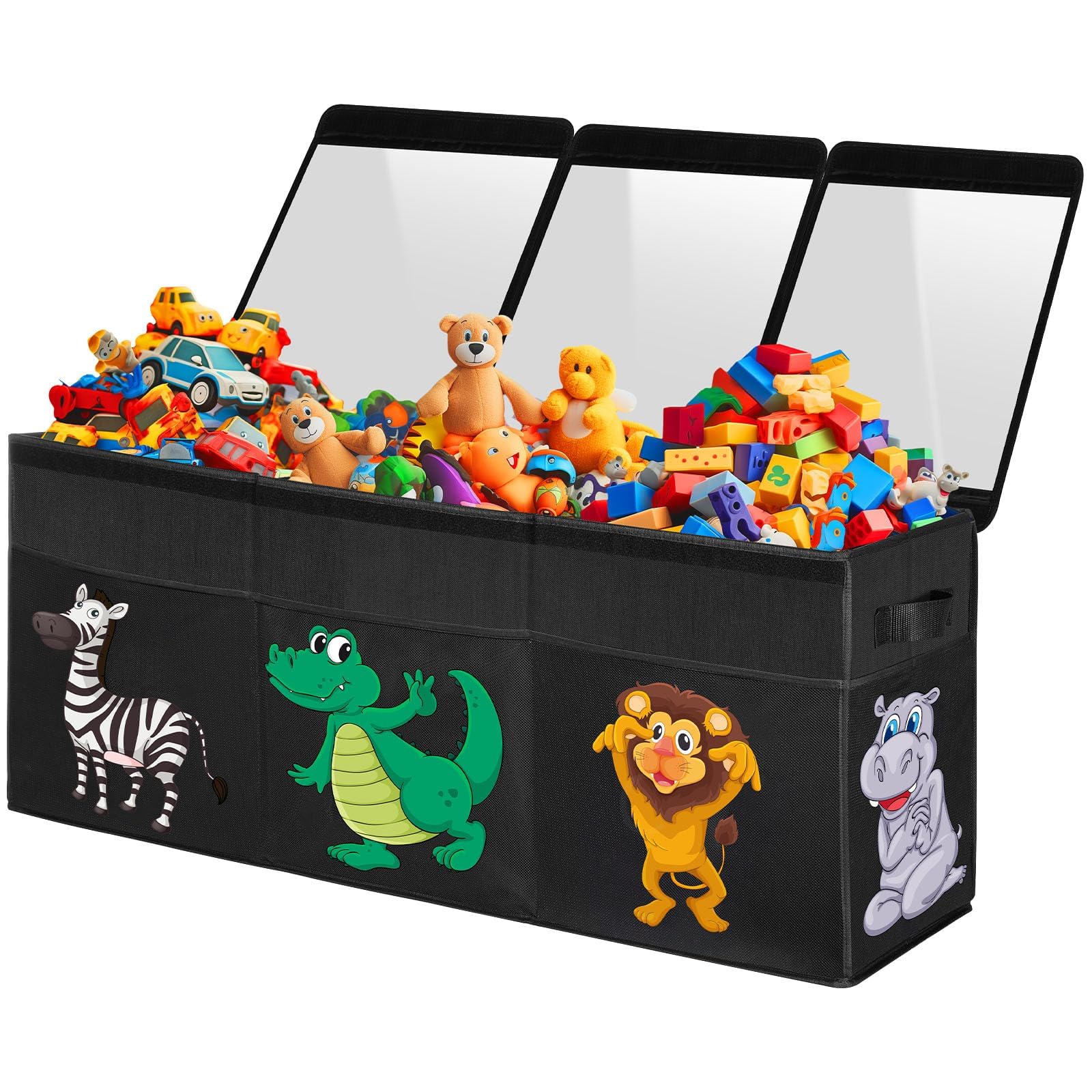 YOHOOLYO Extra Large Toy Box Collapsible Sturdy Toy Storage Organizer with Lids and 95L Collapsible Pop Up Kids Toy Box Chest with Handles