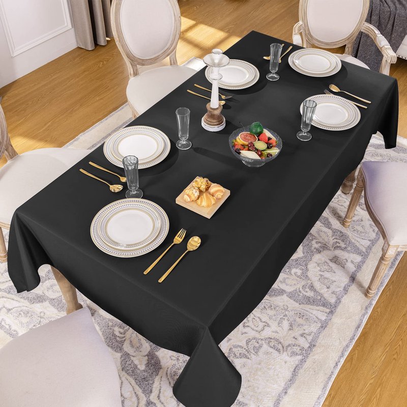 Softalker 60x102 Rectangle Tablecloth, Waterproof & Stain Resistant Table Cloths Wrinkle Free Fabric Washable Polyester Table Cover for Dining/Party/Outdoor/Wedding - Black