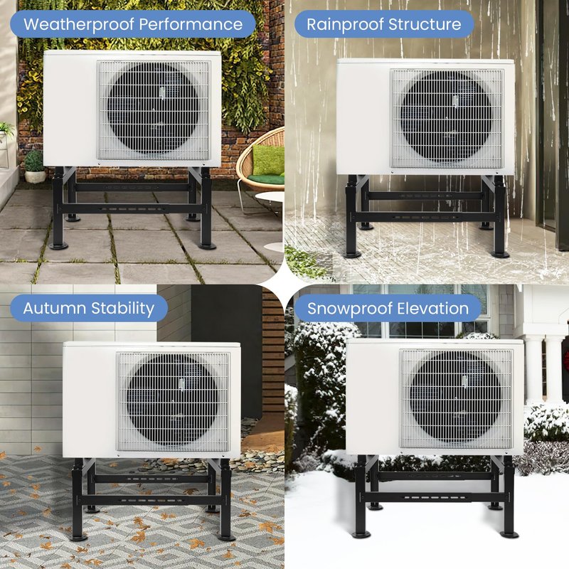 Saranna Mini Split Ground Stand, Heavy Duty Adjustable Mini Split Stand Condenser Stand w/800 LBS Load Capacity for 9000-36000 BTU Ductless Mini Split Air Conditioner Heat Pump, Black