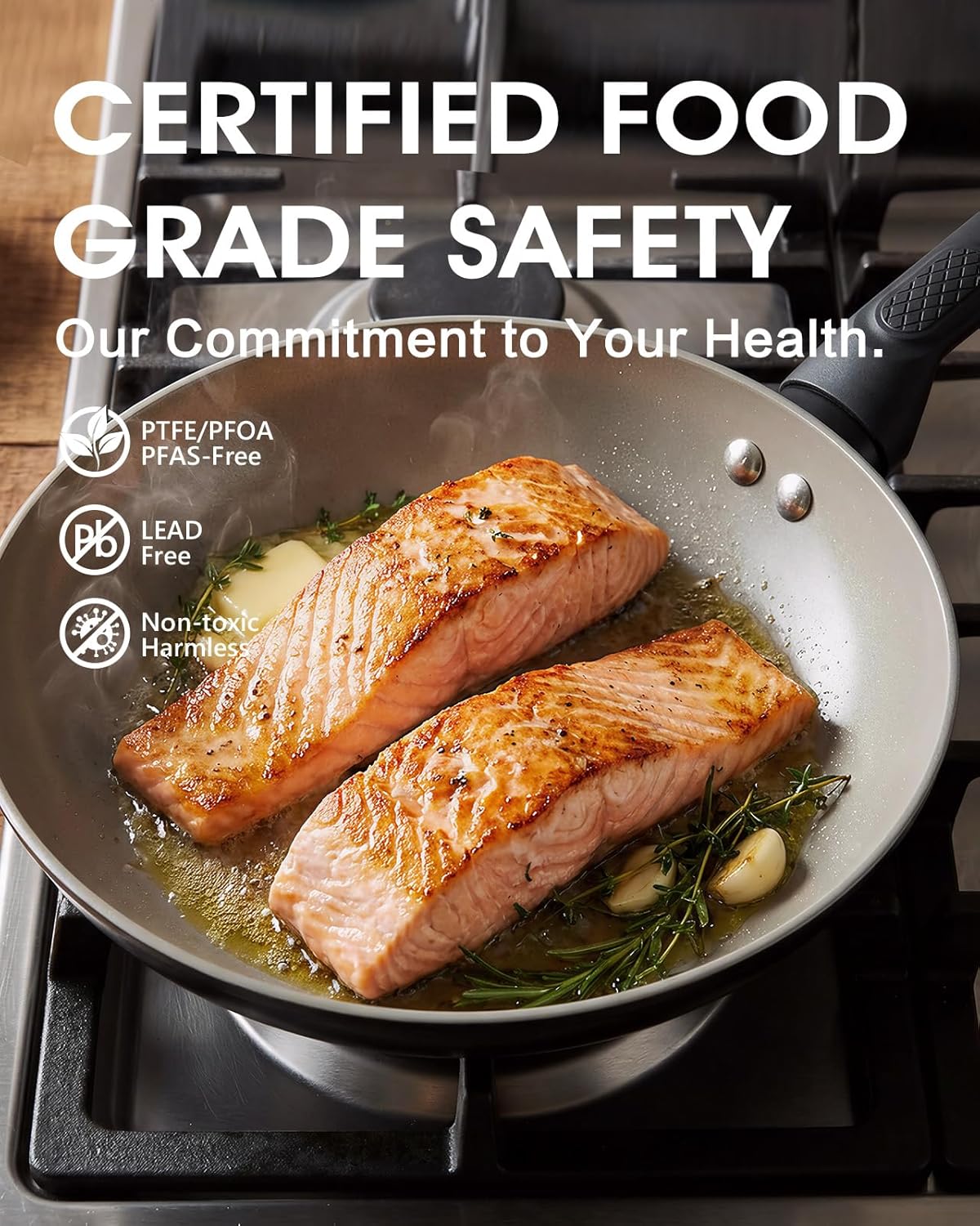 Skiennix 9.5 Inch Nonstick Frying Pan - Healthy Ceramic Coating | PTFE PFOA PFOS Free, Black