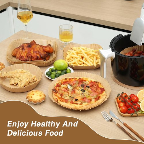 Air Fryer Liners | 100PCS Non-Stick Parchment Paper for 3-5QT Air Fryers - Easy Cleanup (Round, 6.5IN)
