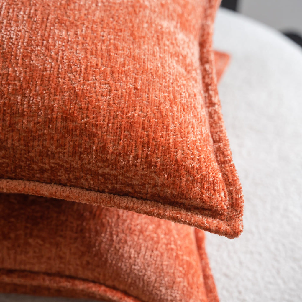Neelvin Orange Chenille Decorative Throw Pillow Covers 18x18 inch Set of 2 Pillowcase Cushion Case for Bed Sofa Couch