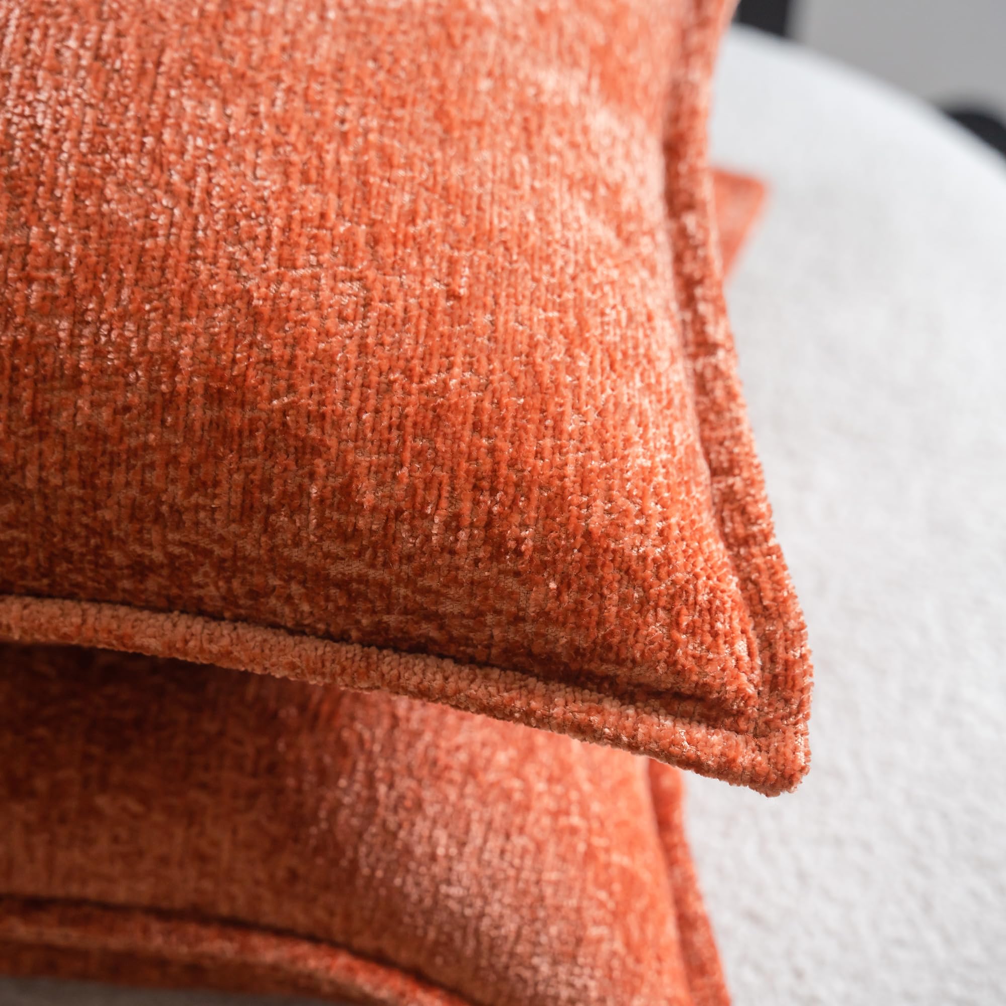 Neelvin Orange Chenille Decorative Throw Pillow Covers 18x18 inch Set of 2 Pillowcase Cushion Case for Bed Sofa Couch