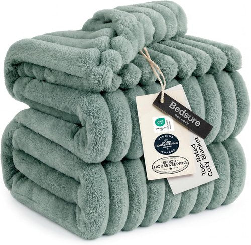 Bedsure GentleSoft California King Size Blanket - Cozy Sage Green Throw, 102x96 Inches