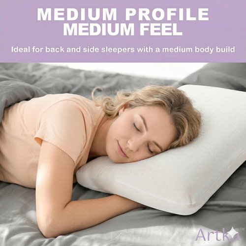 Artka Talalay Latex Sleeping Pillow, Soft Bed Pillow with Cotton Pillowcase Helps Relieve Pressure, Premium Pillow for Side, Back, and Stomach Sleepers to Get a Restful Sleep (1, Queen (M Loft))