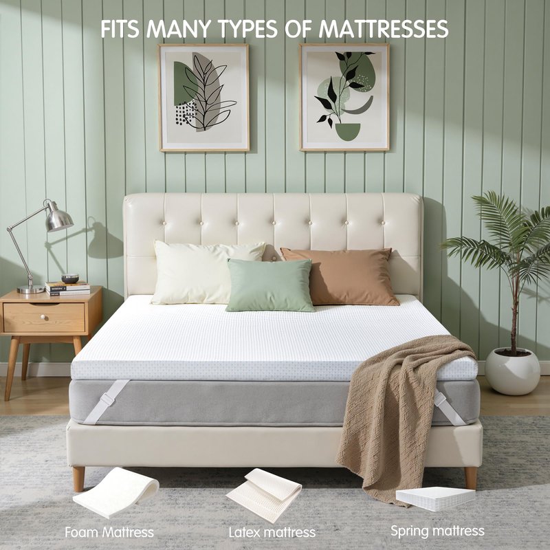 Subrtex Mattress Topper Cover (Only Cover) Mattress Protector Bedding Rayon Made from Bamboo Removable Mattress Encasement Mattress Cover with Zipper (4 Inch, White, King)