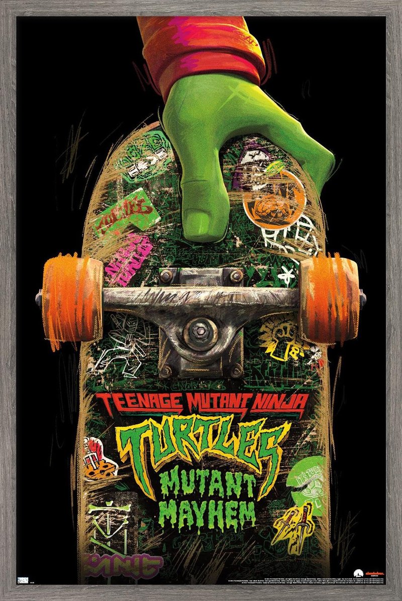 Trends International Teenage Mutant Ninja Turtles: Mutant Mayhem - Teaser One Sheet Wall Poster, 22.4L x 14.7W, Gray Framed Version