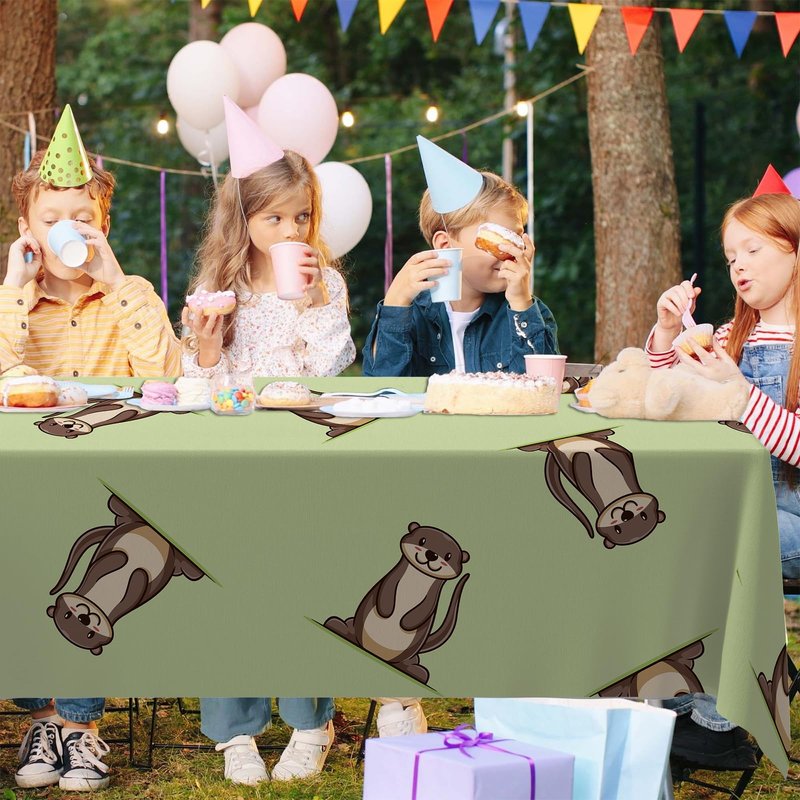 GZBJMYGS Otter Tablecloths Cute Animal Brown Otters Table Cover for Kids Birthday Party Otter Theme Table Cloth Outdoor Indoor Decoration Supplies 53" x 108"