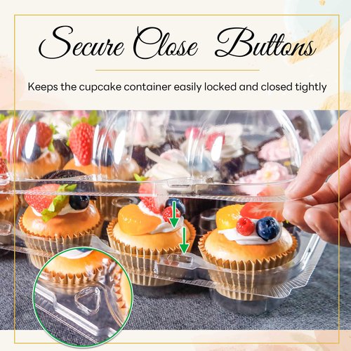 NPLUX 12 Count Cupcake Containers 20 Pack Cupcake Holders with Detachable Tall Dome Lids Clear Plastic Stackable Cupcake Boxes for 240 Cupcakes, BPA Free, Standard Size