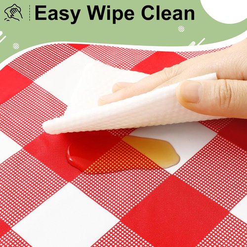 Misaya Disposable Tablecloths - 4 Packs of Waterproof Red & White Checkered 54 x 108 Inch Rectangles for Parties & Picnics