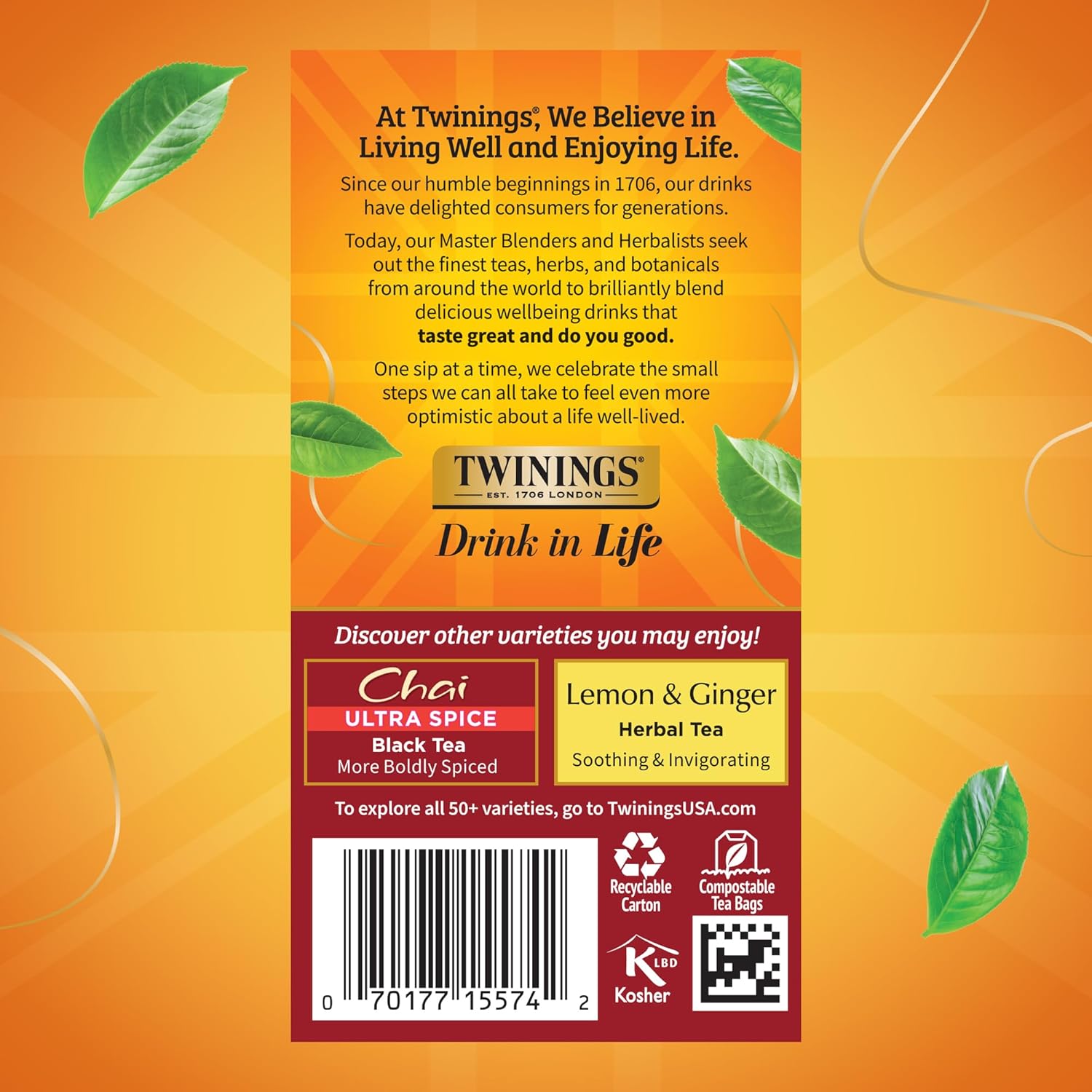 Twinings Chai Black Tea - Individually Wrapped Bags, Sweet & Savory Spices, 120 Teabags Total