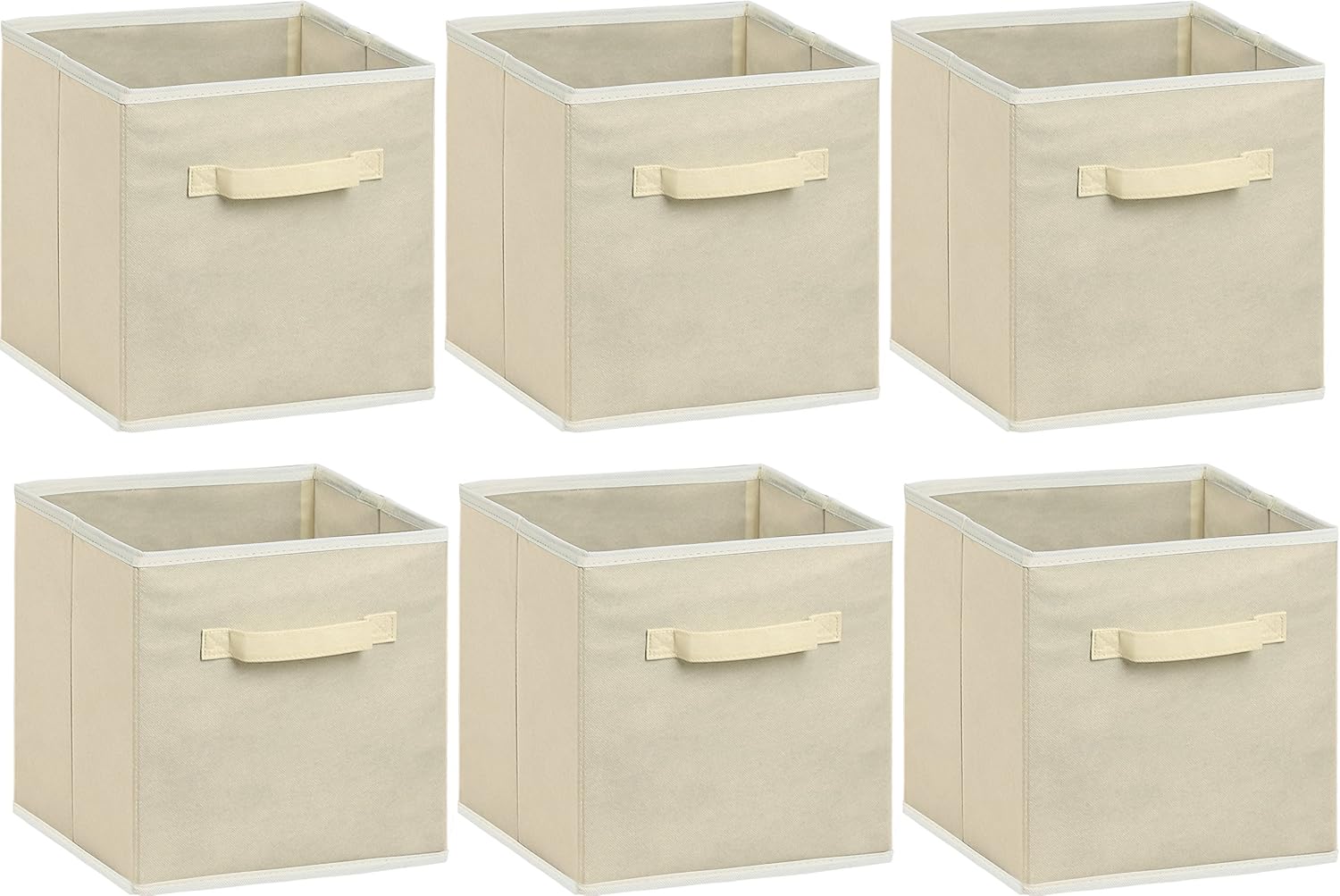 Simple Houseware Foldable Cube Storage Bins - 11-Inch Beige Fabric Organizer | 6-Pack for Closet & Shelves
