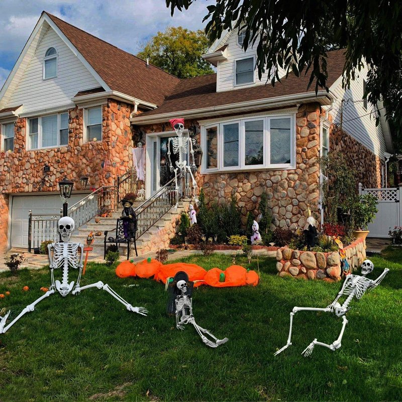 IDMOP 5.4ft/165cm Halloween Skeleton - Life Size Skeleton Full Body Realistic Human Bones with Posable Joints for Halloween Pose Skeleton Prop Decoration (5.4Ft&3Ft)