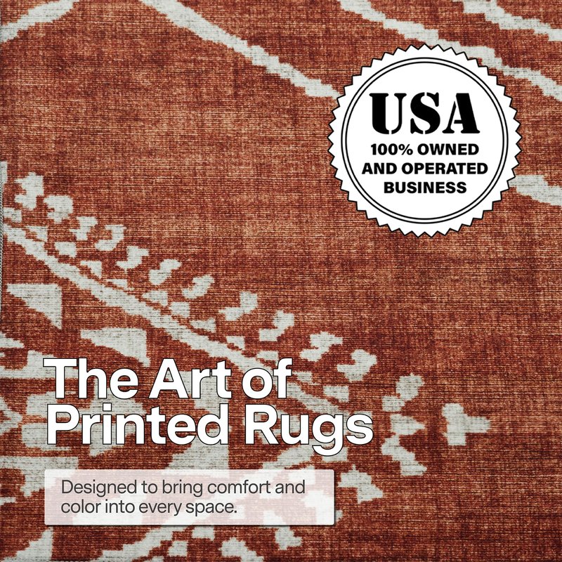 ReaLife Rugs Machine Washable Area Rug - Living Room Bedroom Bathroom Kitchen Entryway Office - Padded Crease Free Stain Resistant Premium - Moroccan Tribal Diamond - Jax- Orange - 2'x 3'