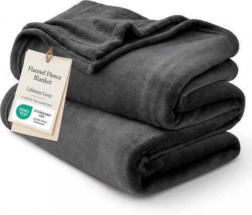 Bedsure GentleSoft Fleece Blanket - Cozy Lightweight Plush California King Size Charcoal, 102x96 Inches