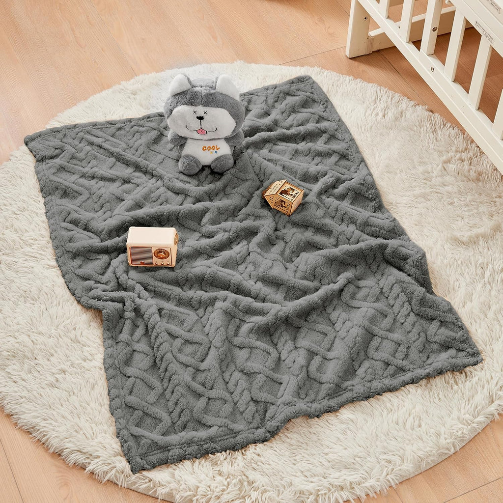 **Sherpa Fleece Baby Blanket - Ultra Soft, Cozy Infant Receiving Blanket for Crib/Stroller | 30”x40” (Grey)**