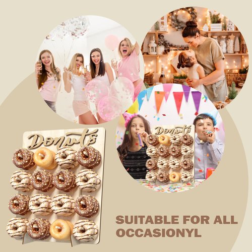 CORTNK Donut Wall Display Stand, Wooden Doughnut Holder Display 16 Donuts, Donut Holder Board for Donut Grow Up Party, Birthday, Wedding, Baby Shower, Donut Party Decorations (Natural)