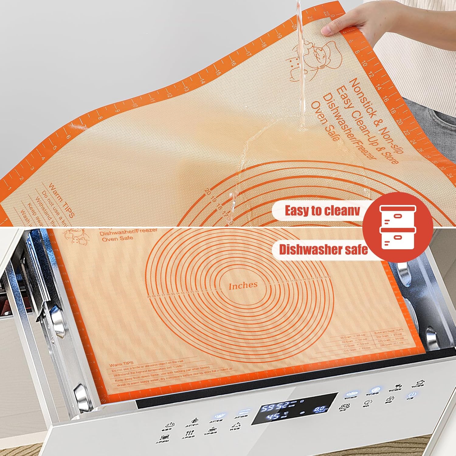 Silicone Pastry Mat - 36x24 Inch Nonstick Baking Surface for Dough, Pastry, Cookies & More