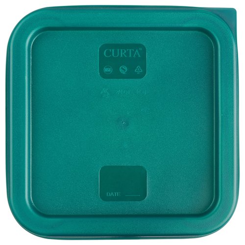 CURTA 4 Pack Food Storage Container with Green Lid - NSF Commercial Grade in 4.0 Qt - Square, Clear, Polycarbonate