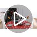 Round Spandex Christmas Red Fitted Tablecloth for 45"-56" Tables