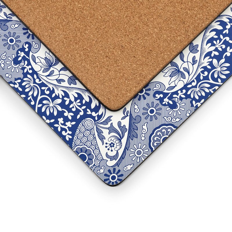 Pimpernel Blue Italian Collection Placemats | Set of 4 | Heat Resistant Mats | Cork-Backed Board | Hard Placemat Set for Dining Table | Measures 15.7” x 11.7”