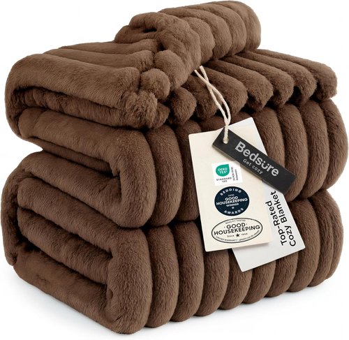 Bedsure GentleSoft Brown Fleece Blanket - Cozy, Soft Couch Throw for Women | 108x90 Inches