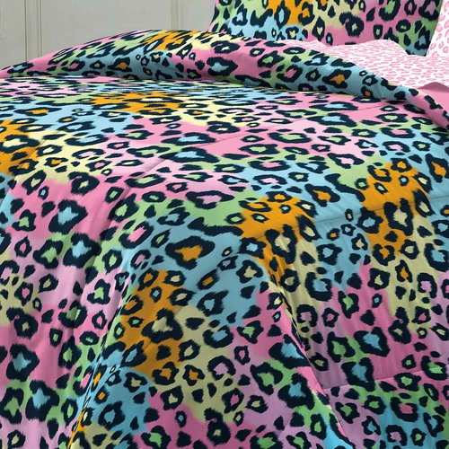 My Room Neon Leopard Ultra Soft Microfiber Girls Comforter Set, Multi-Colored, Queen