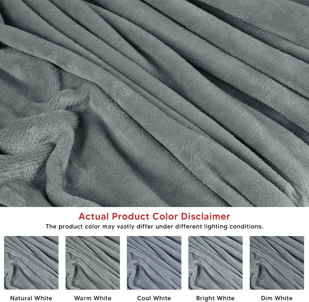 Utopia Bedding Queen Size Cool Grey Fleece Blanket - Soft, Anti-Static Microfiber (90x90 Inch)