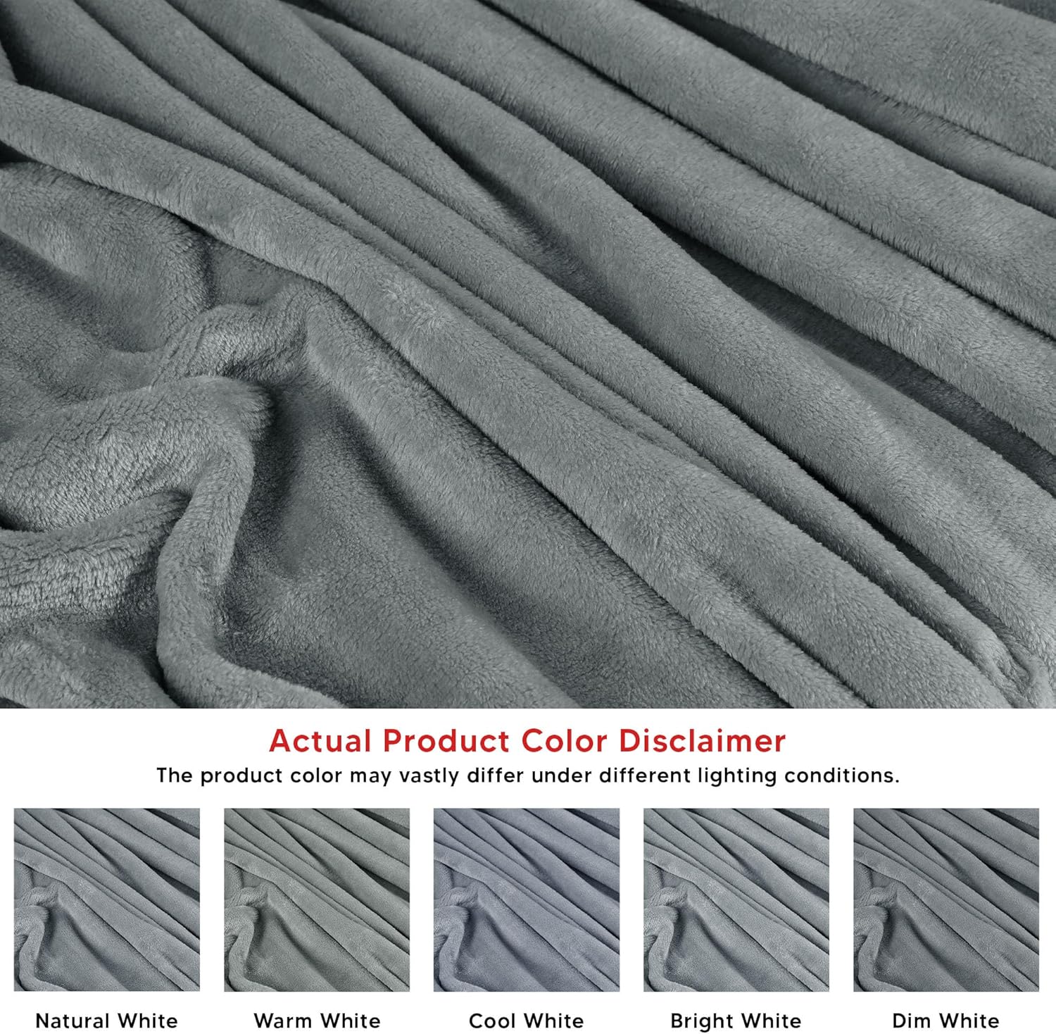 Utopia Bedding Queen Size Cool Grey Fleece Blanket - Soft, Anti-Static Microfiber (90x90 Inch)