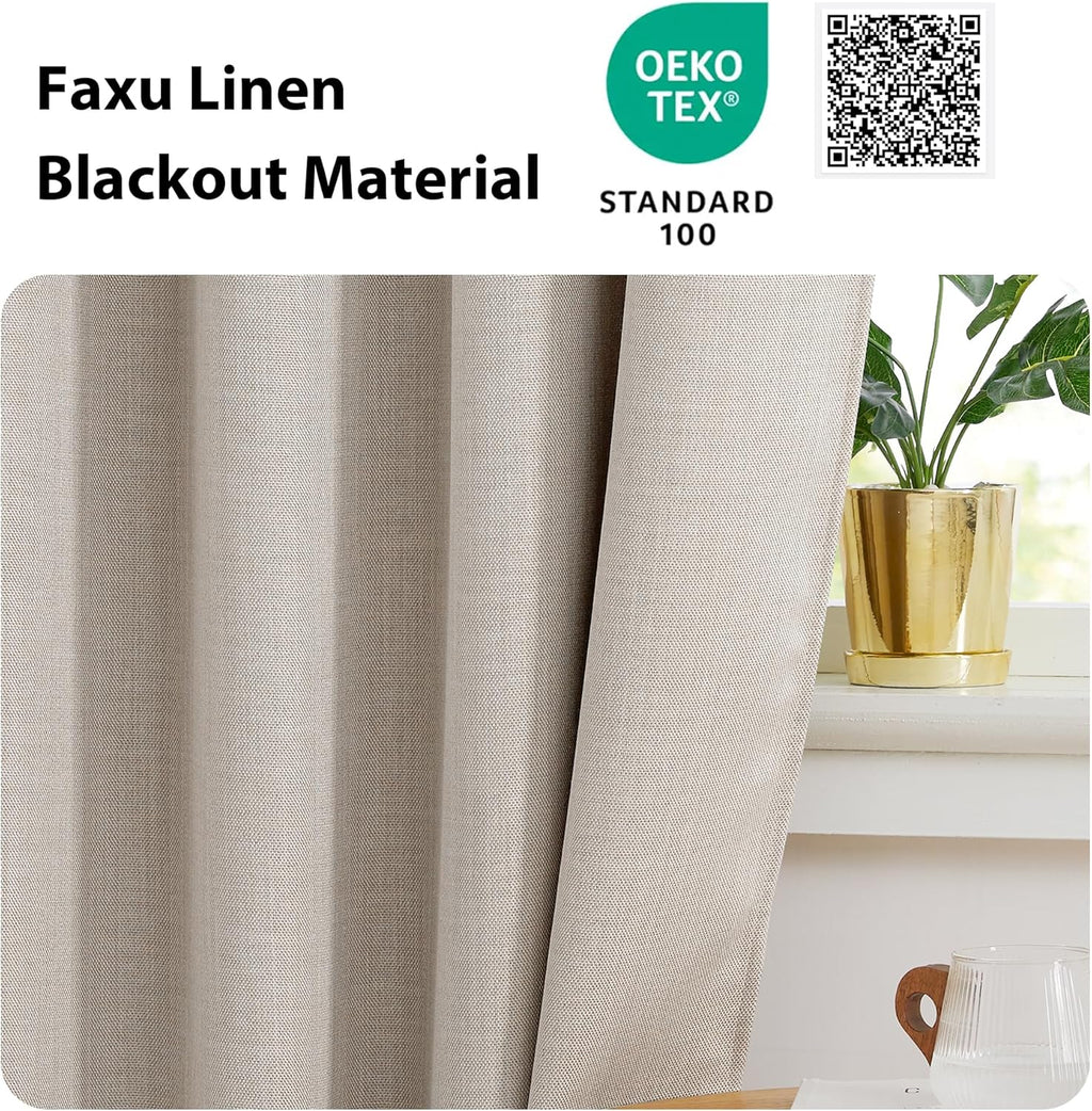 NICETOWN Linen Curtain Valances - Light Blocking Thermal Insulated Window Tiers | Angora, 30" Length, 2 Panels