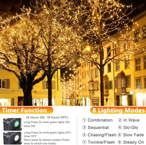 Joomer Fairy String Lights - 33FT 100 LEDs Copper Wire Indoor/Outdoor Decoration | Warm White