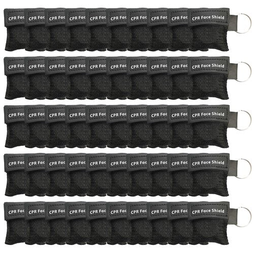 KONGDY 50pcs CPR Face Shield, CPR Pocket Mask Keychain with One-Way Valve Breathing Barrier