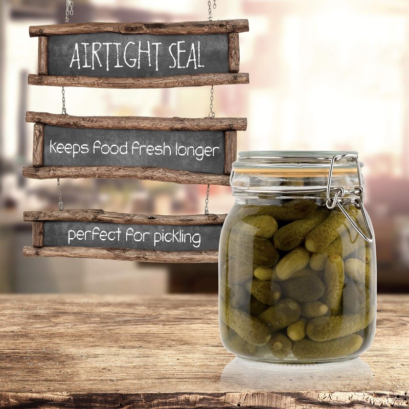 Galashield Glass Jars with Lids 24 oz Food Storage Jars with Airtight Lids Leak Proof Glass Canisters Kitchen Jars [Set of 2]