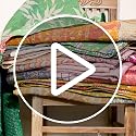 Handmade Vintage Kantha Quilt - Boho Throw Blanket Bedspread