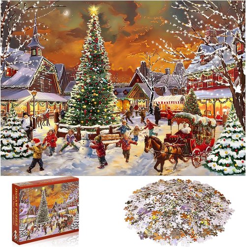 Civaner 1000 Piece Christmas Puzzle - Winter Village Snow Scene | Perfect Holiday Family Activity