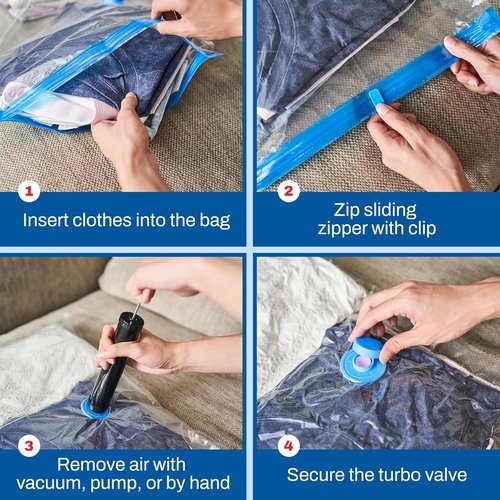 Jumbo Vacuum Storage Bags by [Brand Name] - Space-Saving Compression Bags for Comforters, Blankets & Clothes | 6 Pack with Hand Pump