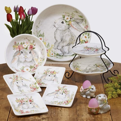 Sweet Bunny 5.75" Mugs, Set of 4, 2 Assorted Designs, Multicolor
