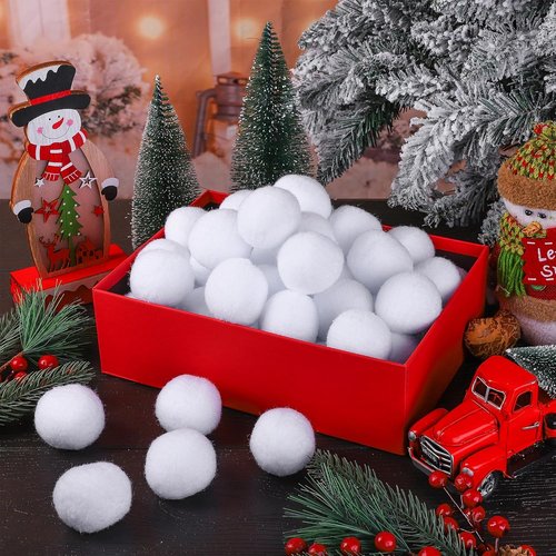 Elcoho 200 Pieces Fake Snowballs - 2 Inch Artificial Snow for Winter Party Games Indoors
