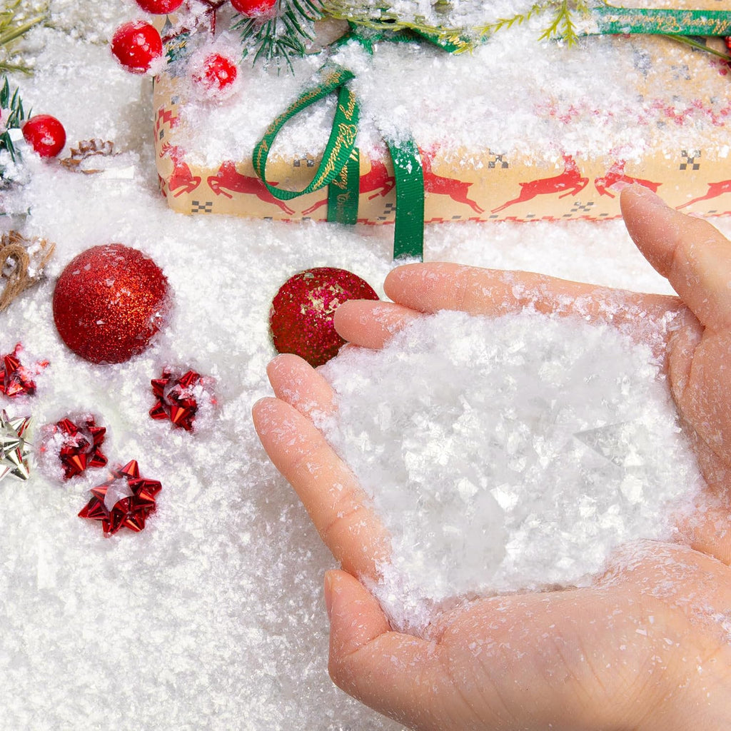 Skiennix Christmas Fake Snow | 20oz Sparkling Artificial Flake Powder for Holiday Decor & DIY Crafts