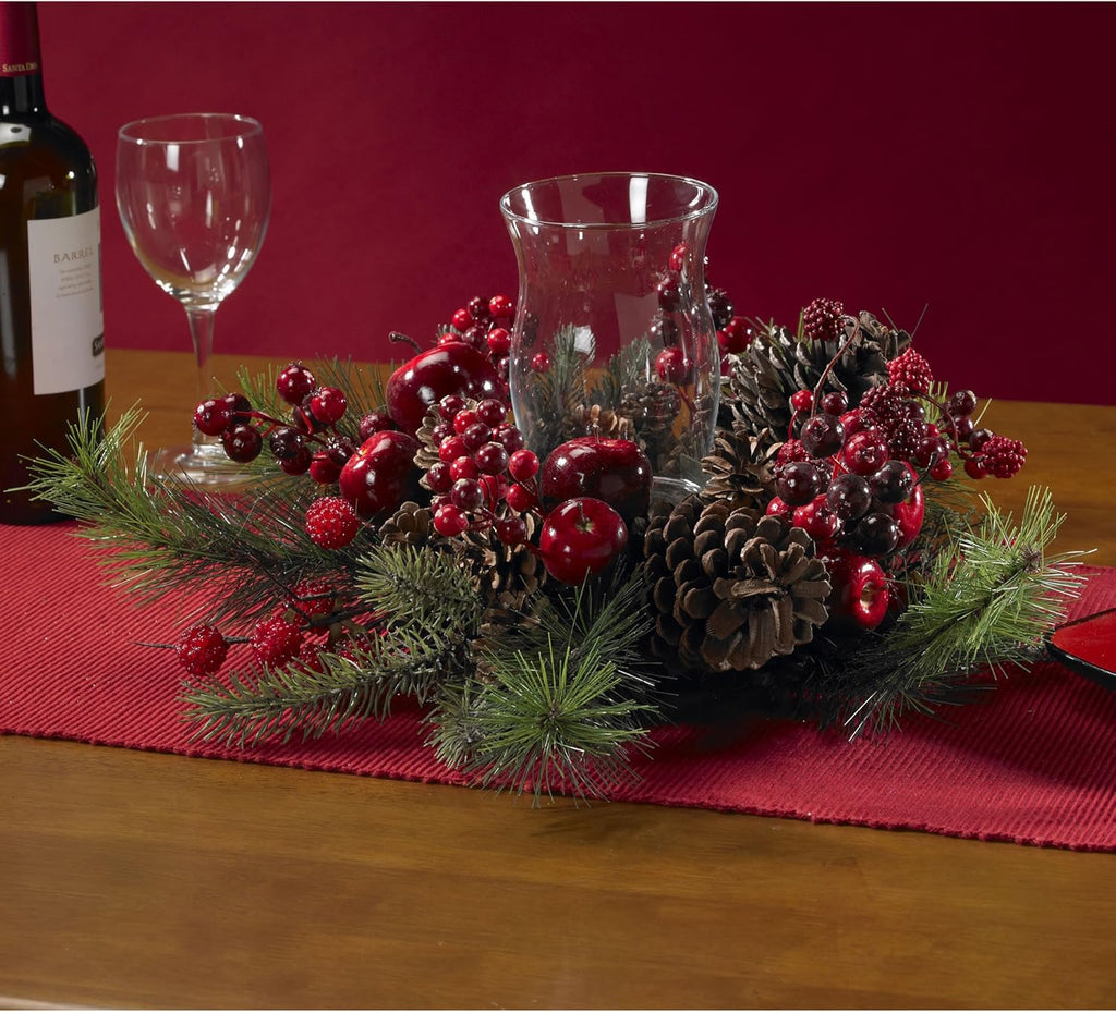 Nearly Natural Candleabrum Holiday - Elegant Red Design | 17.5" x 8.5" x 17.5" Size
