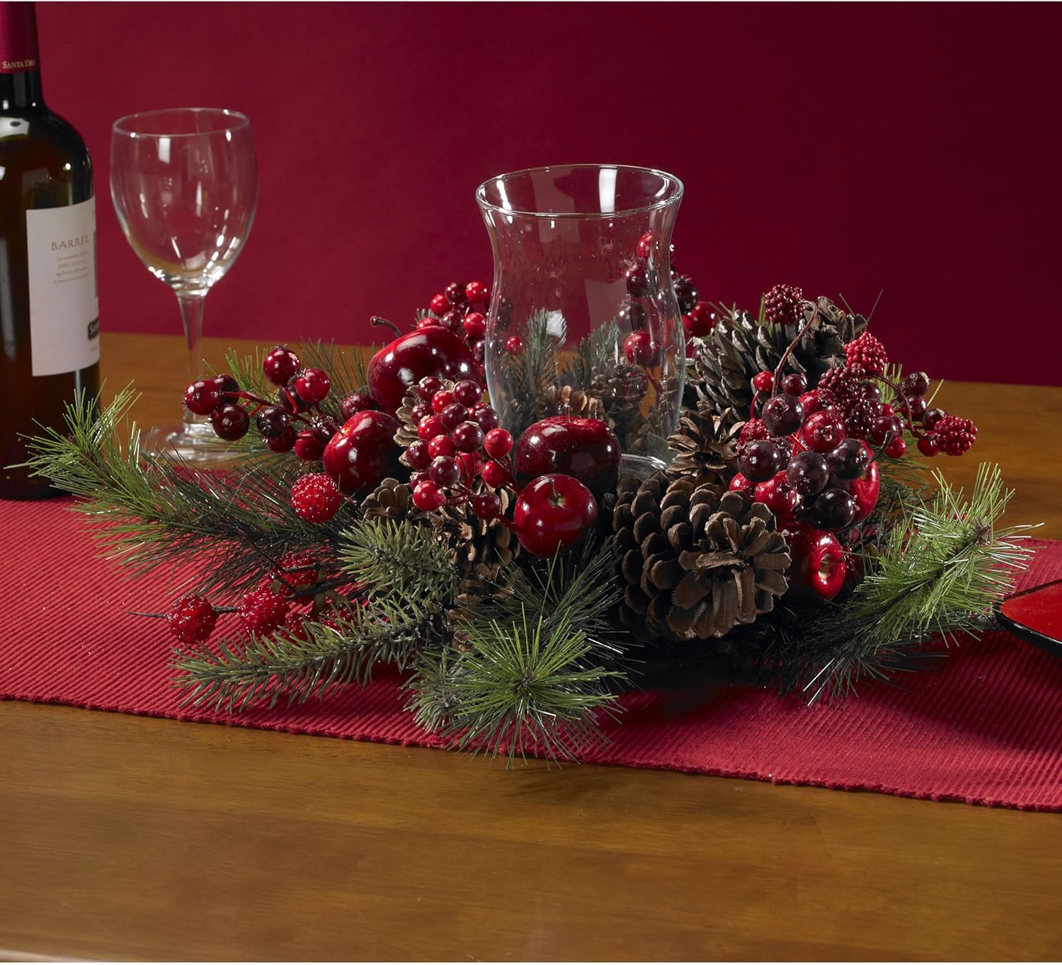 Nearly Natural Candleabrum Holiday - Elegant Red Design | 17.5" x 8.5" x 17.5" Size