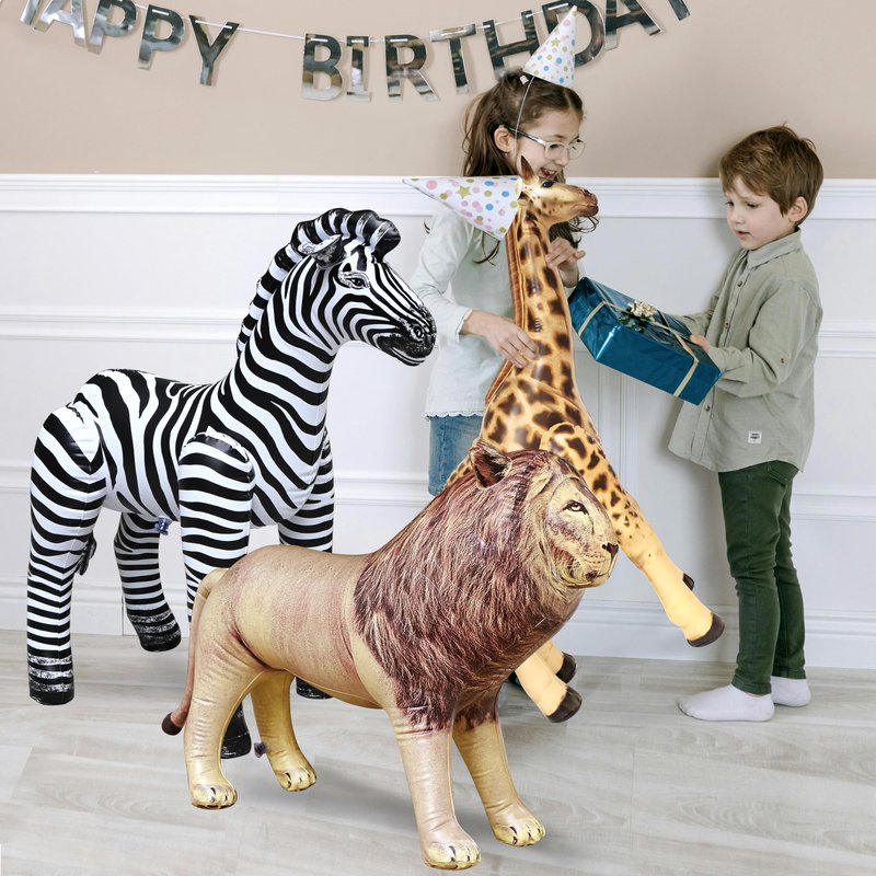 Jet Creations 3 pack Giraffe Zebra Lion safari Great for pool, party decoration, AN-GZL