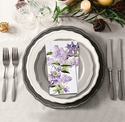 Gift Boutique 100 Lilac Floral Guest Napkins Disposable Purple Lavender Flowers Dinner Paper Hand Napkin for Spring Bathroom Powder Room Birthday Party Supplies