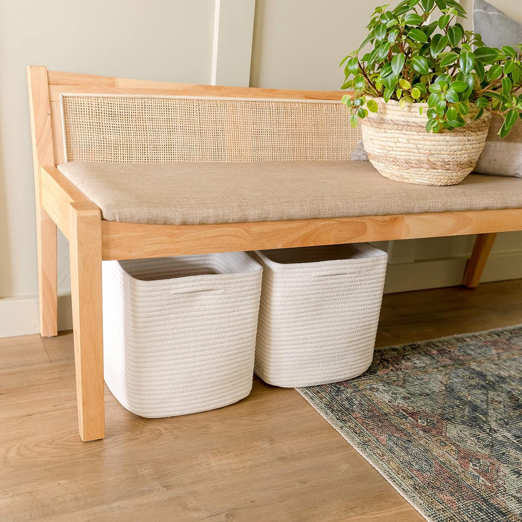 NaturalCozy Storage Cubes - 11-Inch Cotton Rope Woven Baskets, 3-Pack | Perfect for Organizing Toys & More